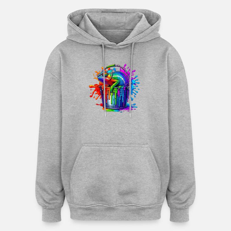 Caméléon - Sweat à capuche oversize unisexe - gris chiné