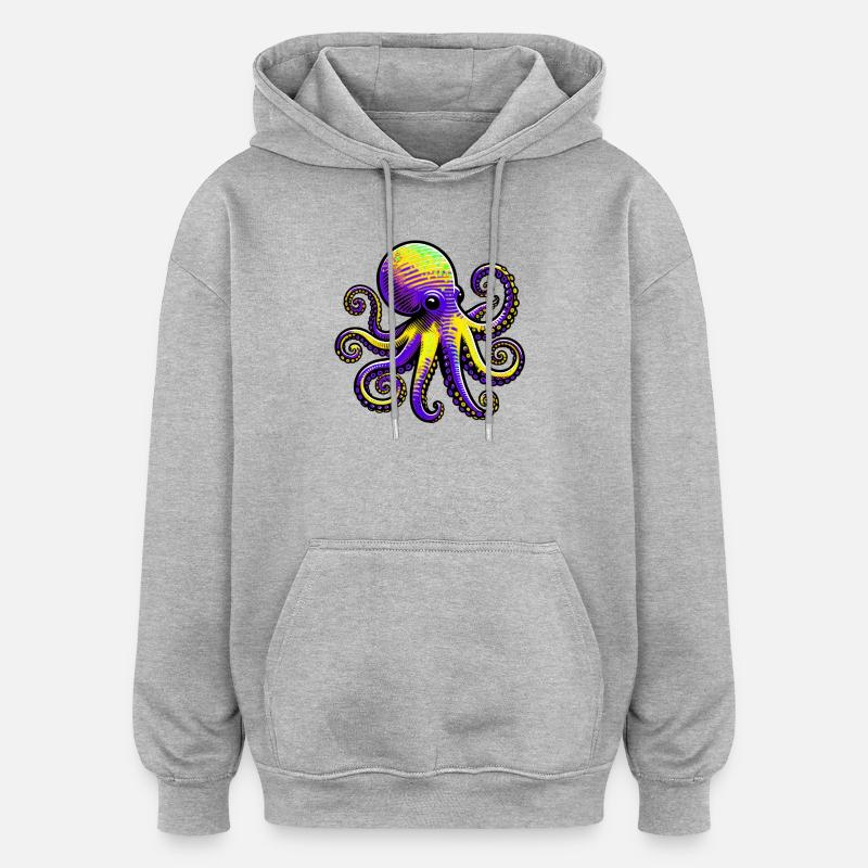 Pieuvre - Sweat à capuche oversize unisexe - gris chiné