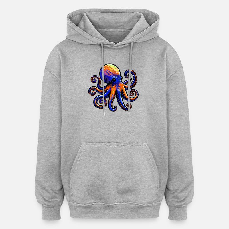Krake - Oversized Unisex Hoodie - Grau meliert
