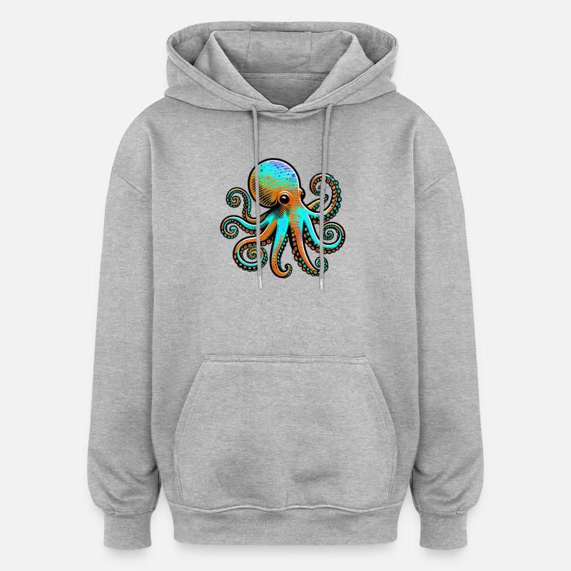 Octopus - Oversized Unisex Hoodie - heather grey
