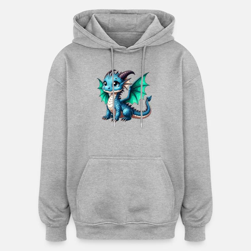Dragon - Sweat à capuche oversize unisexe - gris chiné
