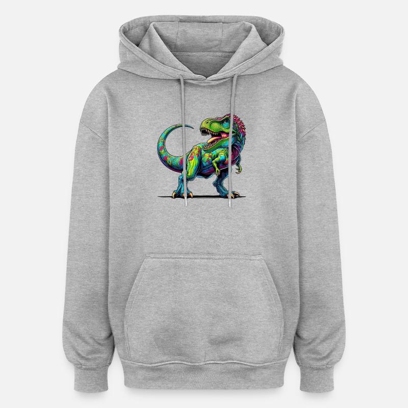 Dinosaur - Oversized Unisex Hoodie - heather grey