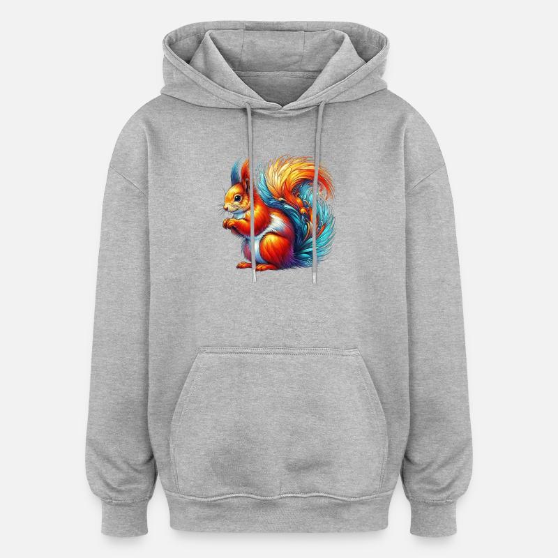 Eichhörnchen - Oversized Unisex Hoodie - Grau meliert