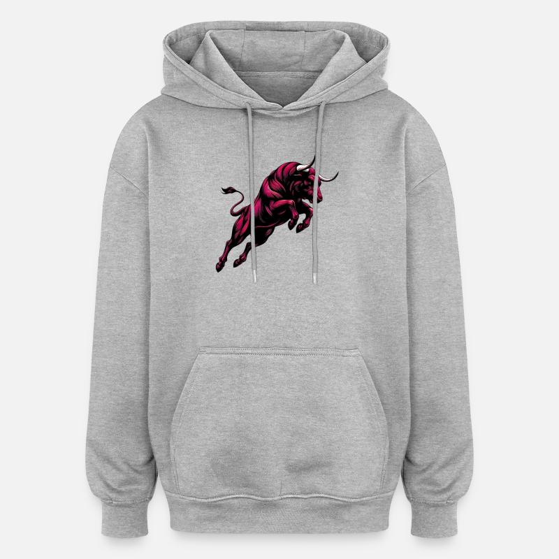 Taureau - Sweat à capuche oversize unisexe - gris chiné