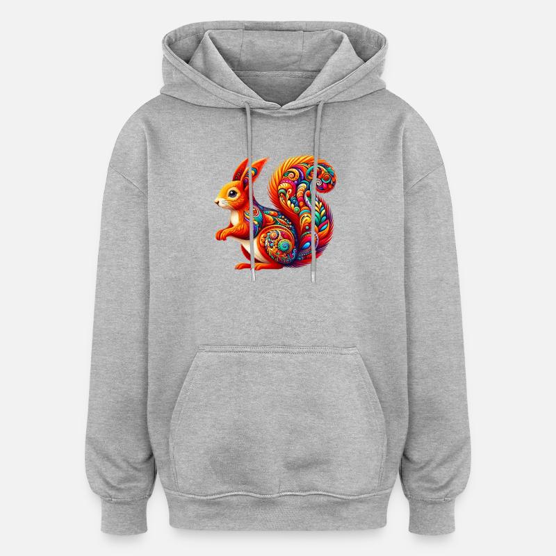 Eichhörnchen - Oversized Unisex Hoodie - Grau meliert