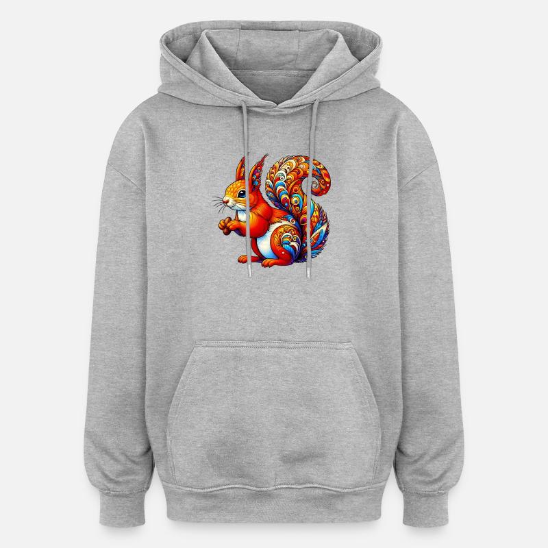 Écureuil - Sweat à capuche oversize unisexe - gris chiné