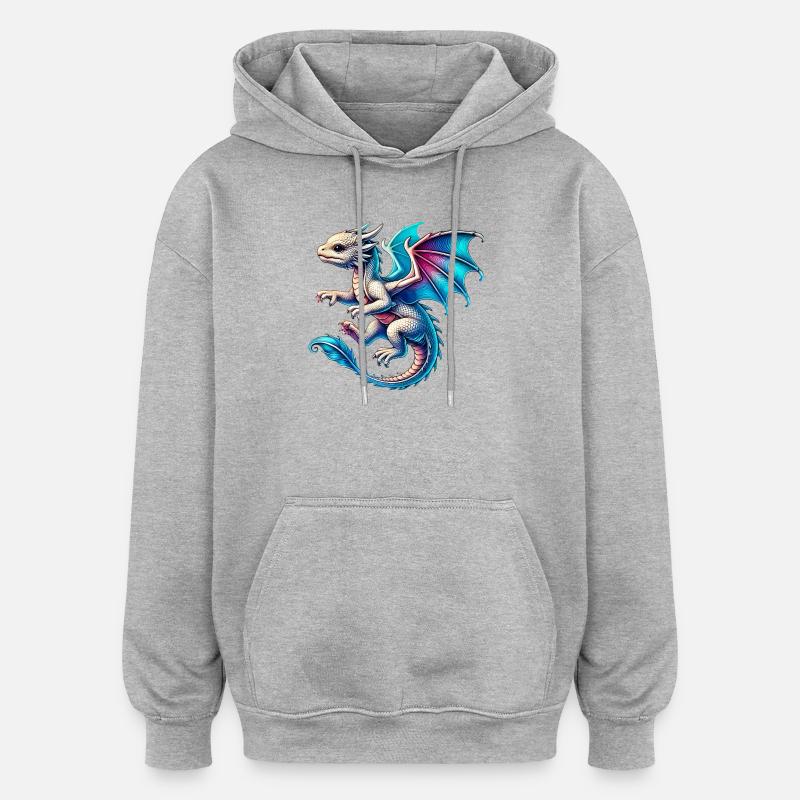 Dragon - Sweat à capuche oversize unisexe - gris chiné