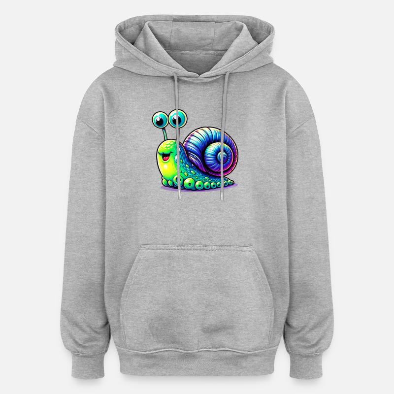 Escargot - Sweat à capuche oversize unisexe - gris chiné