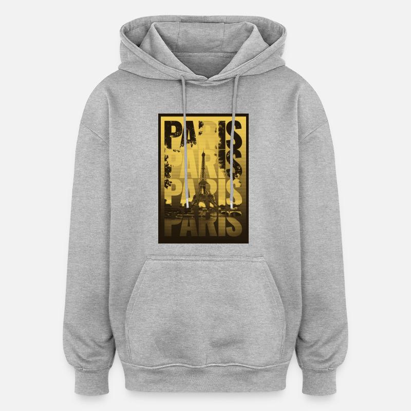 Paris Ville de l’Amour – Tour Eiffel - Sweat à capuche oversize unisexe - gris chiné