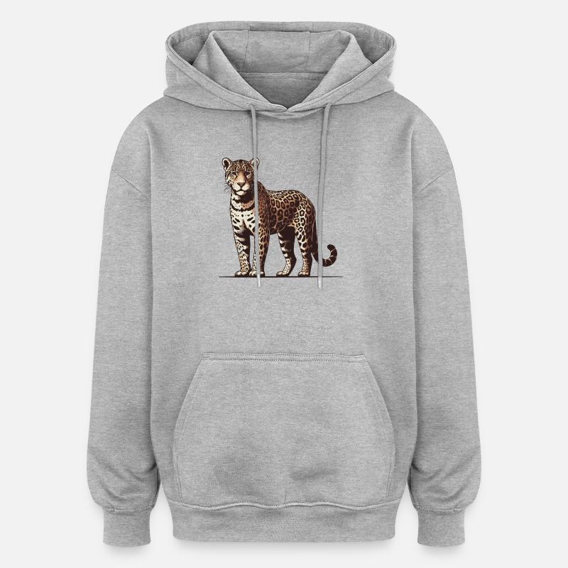 Jaguar - Sweat à capuche oversize unisexe - gris chiné