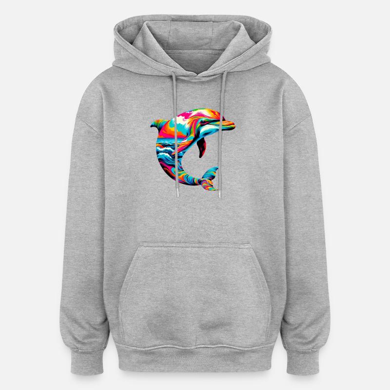 Delfin - Oversized Unisex Hoodie - Grau meliert
