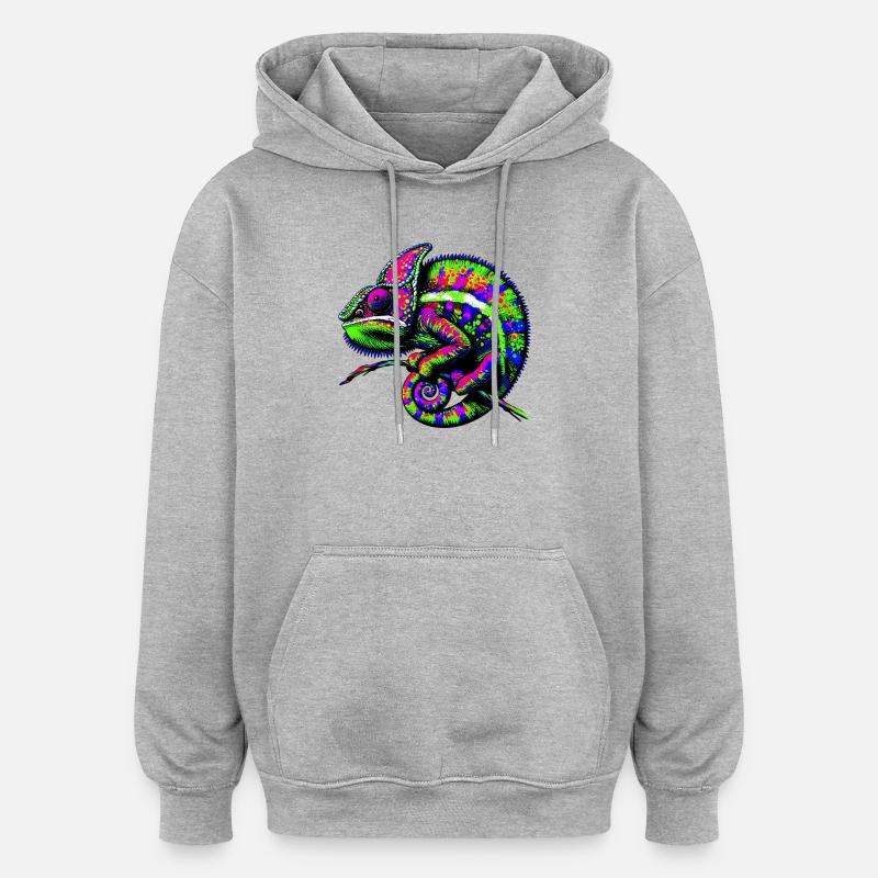 Caméléon - Sweat à capuche oversize unisexe - gris chiné