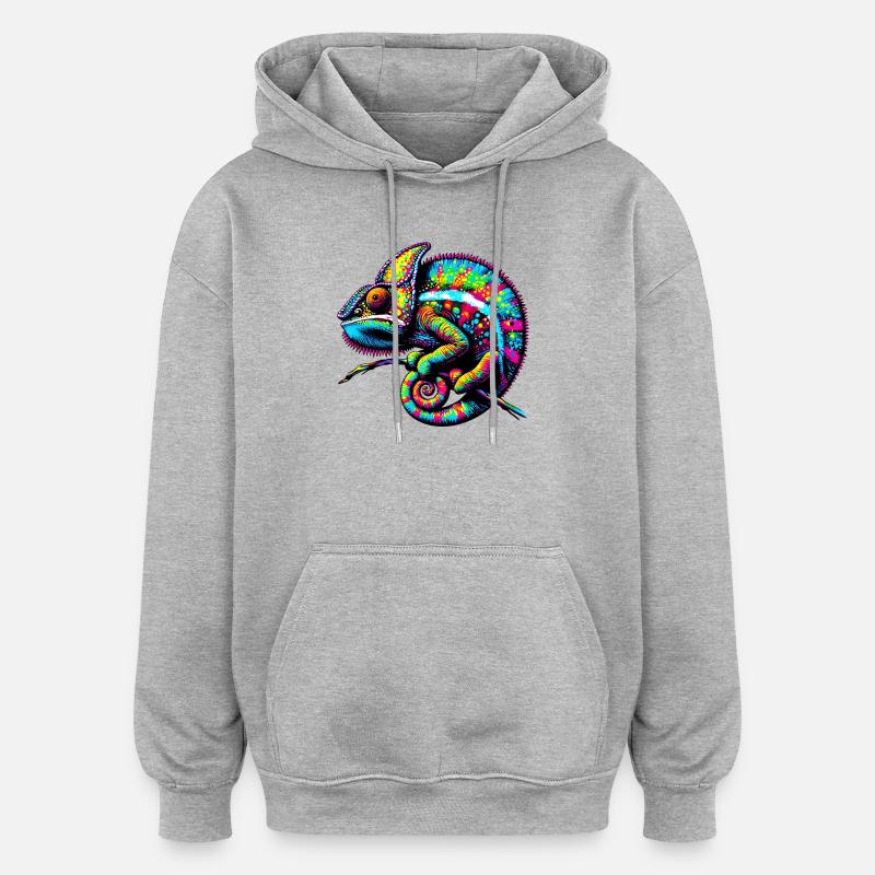 Caméléon - Sweat à capuche oversize unisexe - gris chiné