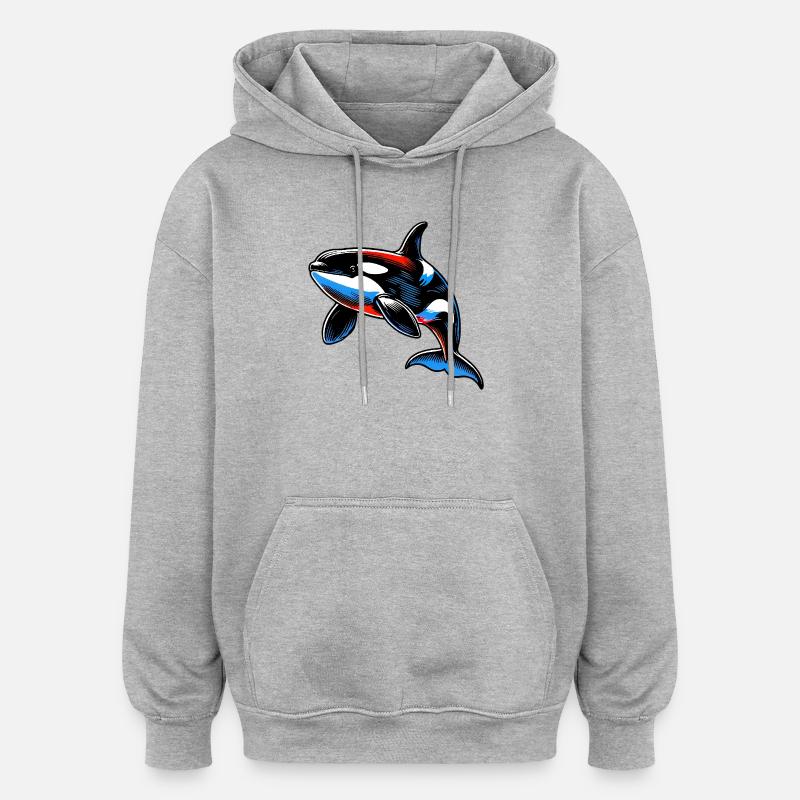 Orque - Sweat à capuche oversize unisexe - gris chiné