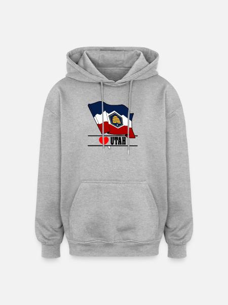 Flag Utah heart UTAH - Oversized Unisex Hoodie - heather grey