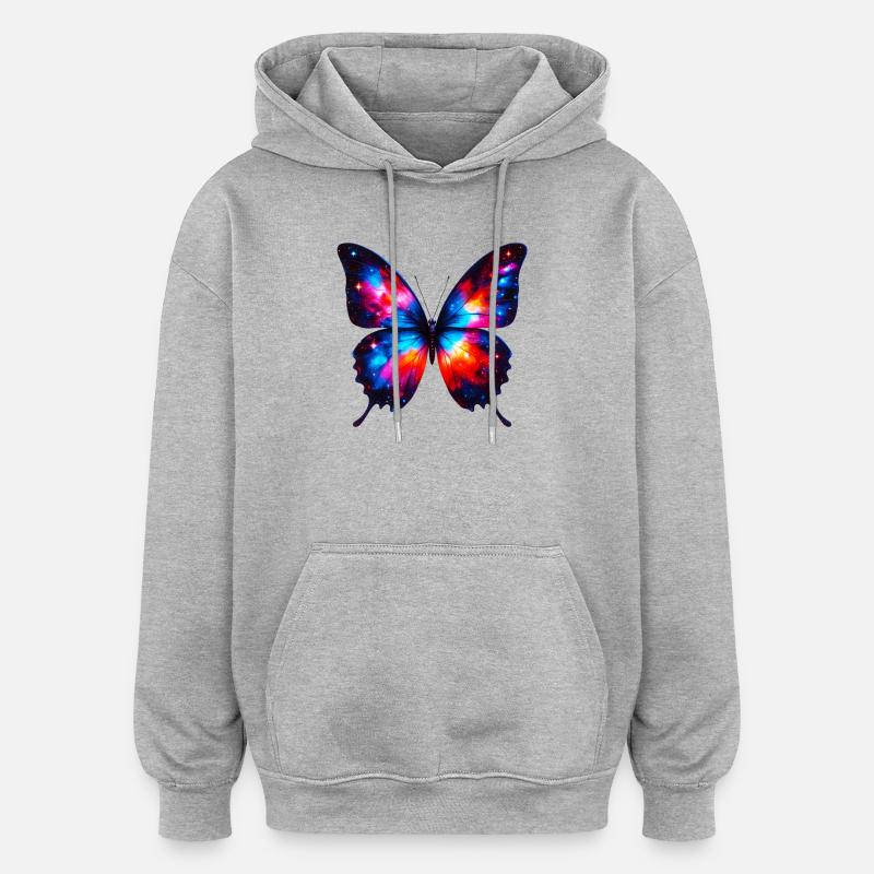 Papillon - Sweat à capuche oversize unisexe - gris chiné