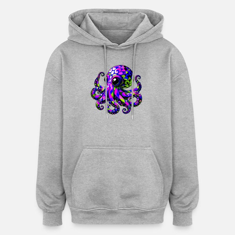 Octopus - Oversized Unisex Hoodie - heather grey