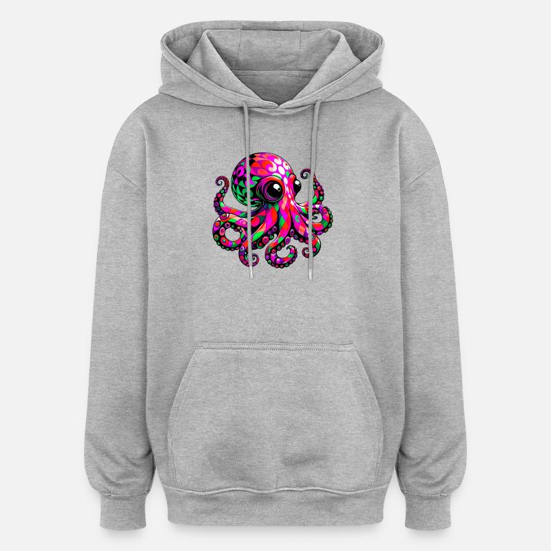 Octopus - Oversized Unisex Hoodie - heather grey