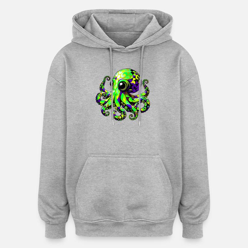 Octopus - Oversized Unisex Hoodie - heather grey