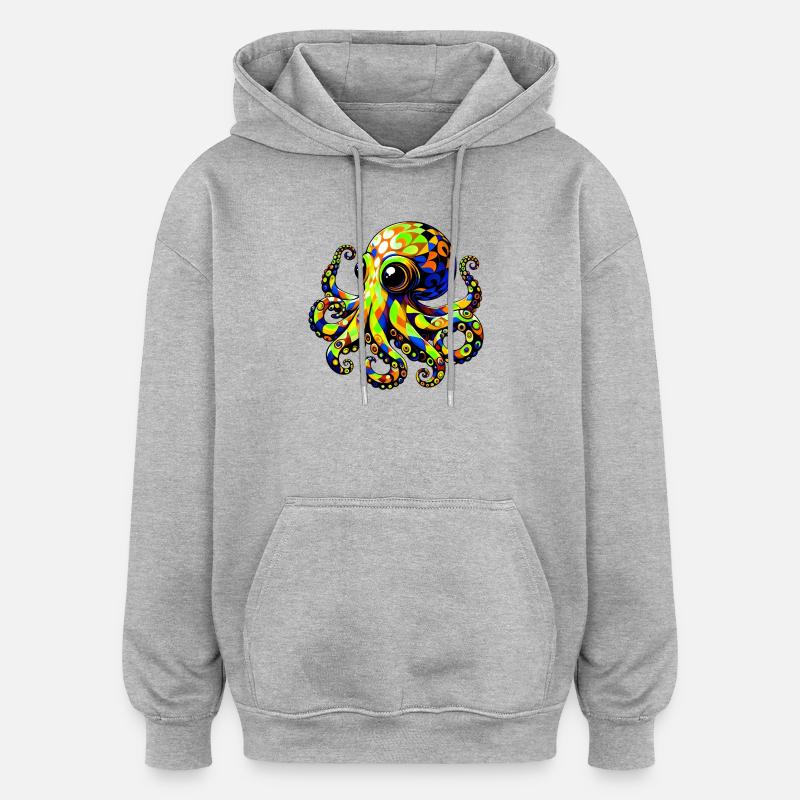 Pieuvre - Sweat à capuche oversize unisexe - gris chiné