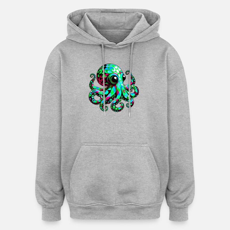 Octopus - Oversized Unisex Hoodie - heather grey