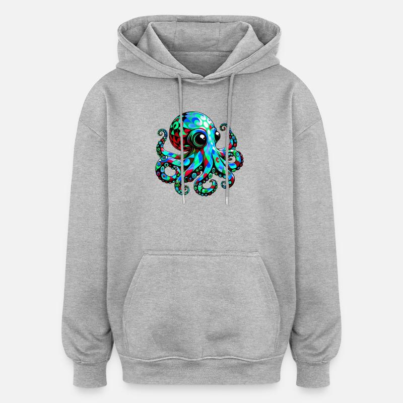 Octopus - Oversized Unisex Hoodie - heather grey