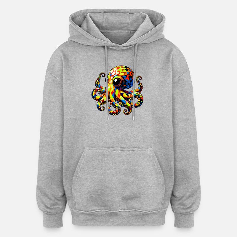 Octopus - Oversized Unisex Hoodie - heather grey