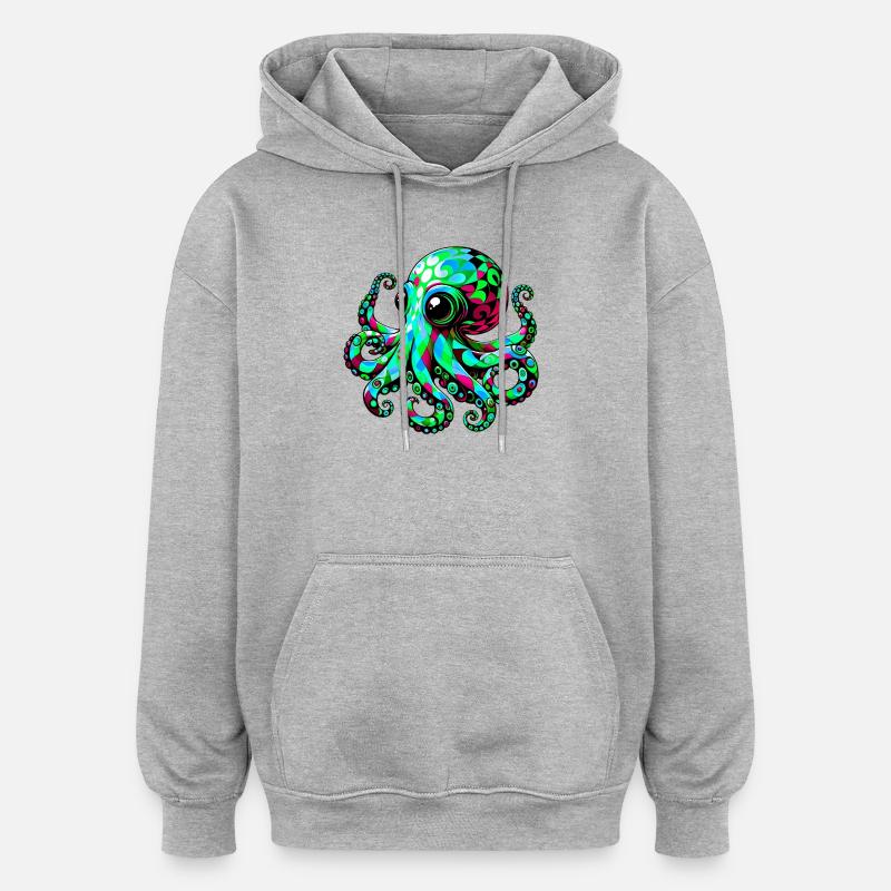 Octopus - Oversized Unisex Hoodie - heather grey