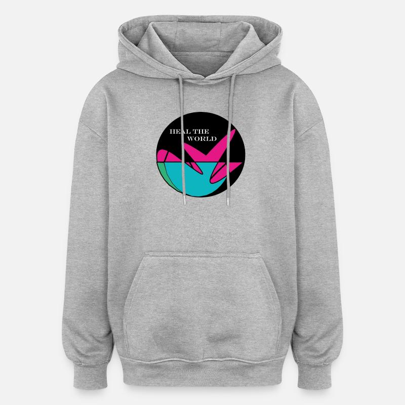 Guérir le monde - Sweat à capuche oversize unisexe - gris chiné