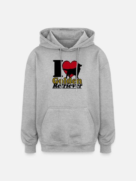 Golden Retriever , I Love ........................ - Oversized Unisex Hoodie - heather grey