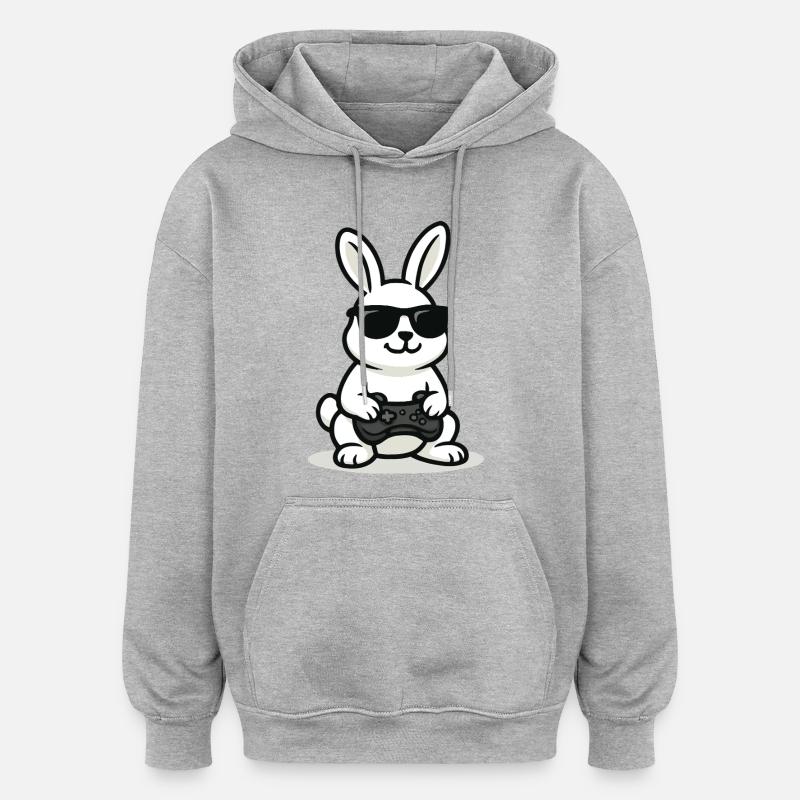 Lapin de jeu cool - Sweat à capuche oversize unisexe - gris chiné