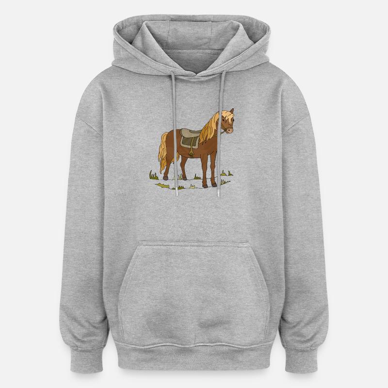 Cheval - Sweat à capuche oversize unisexe - gris chiné