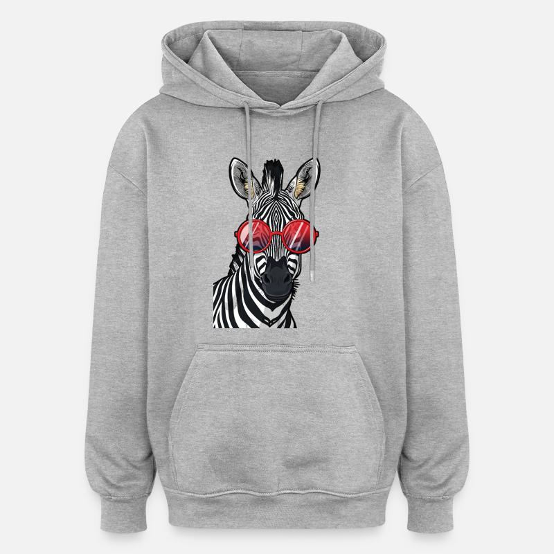 Zèbre branché avec lunettes de soleil - Sweat à capuche oversize unisexe - gris chiné