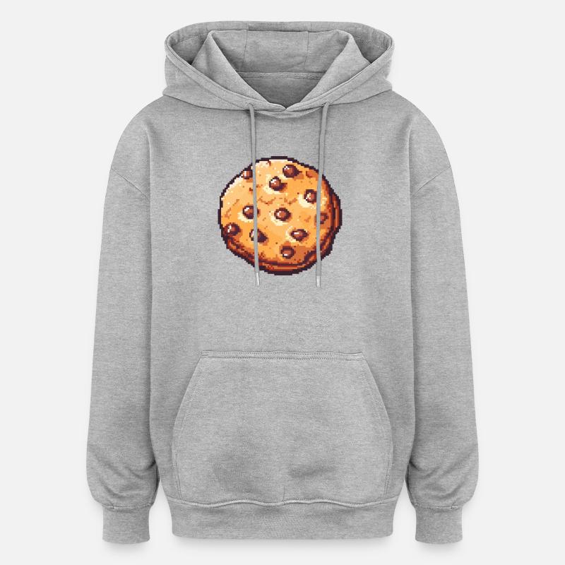 Cookie Pixel Cookie Art Rétro - Sweat à capuche oversize unisexe - gris chiné