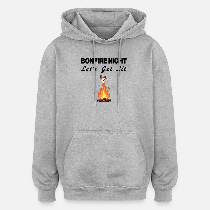 Impression du slogan Bonfire Night - Sweat à capuche oversize unisexe - gris chiné