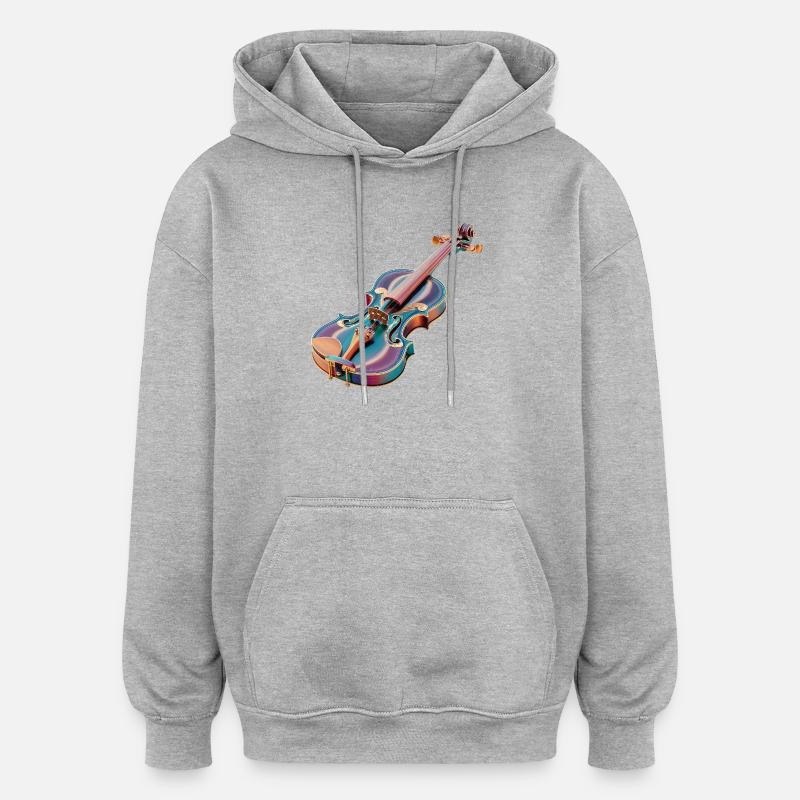 Art du violon arc-en-ciel - Sweat à capuche oversize unisexe - gris chiné