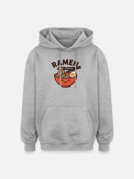 Ramen Lover – Funny Kawaii Noodle Design - Oversized Unisex Hoodie - heather grey