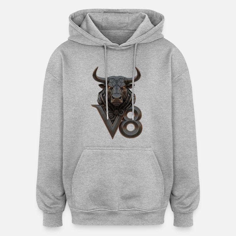 V8 - Sweat à capuche oversize unisexe - gris chiné