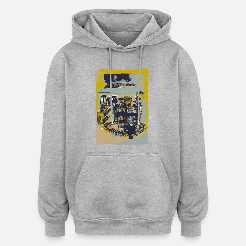 Domicile - Sweat à capuche oversize unisexe - gris chiné
