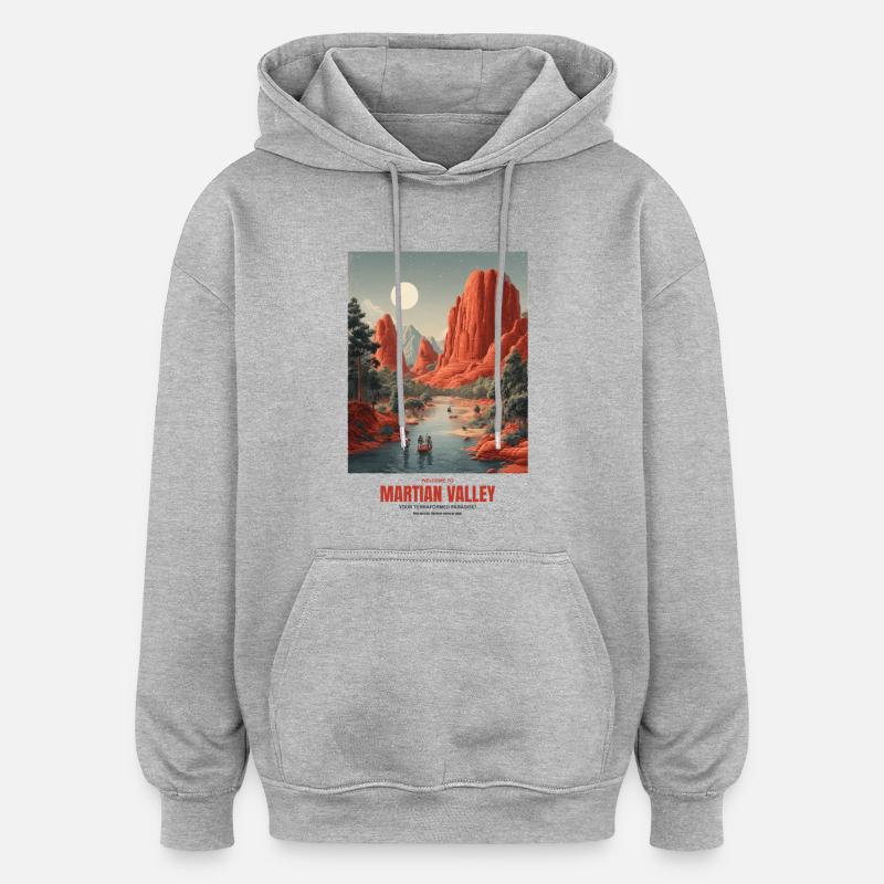 Vallée de la Martienne - Sweat à capuche oversize unisexe - gris chiné