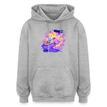 Panda Bootsfahrt im Lila Strudel - Oversized Unisex Hoodie - Grau meliert - Vorne - Noah (186cm)