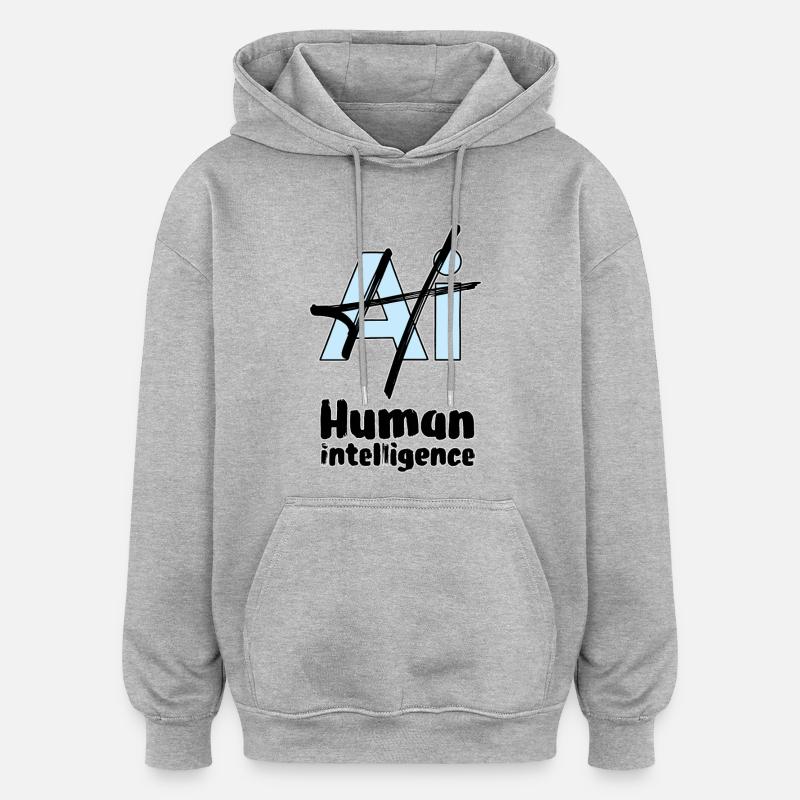 MENSCHLICHE INTELLIGENZ #2 – Lass uns reden. - Oversized Unisex Hoodie - Grau meliert