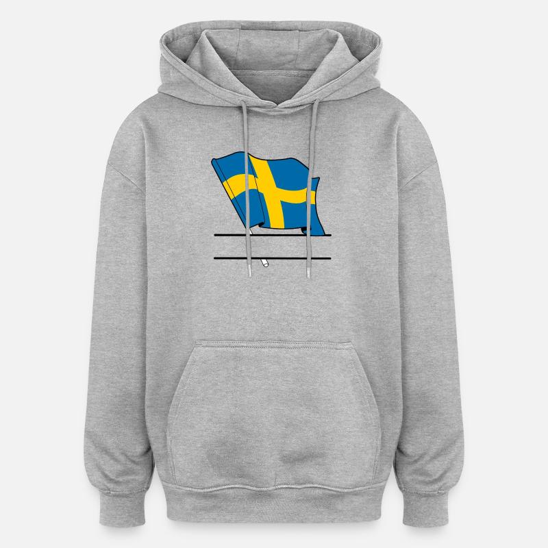 Drapeau de SUÈDE – Texte personnalisé - Sweat à capuche oversize unisexe - gris chiné