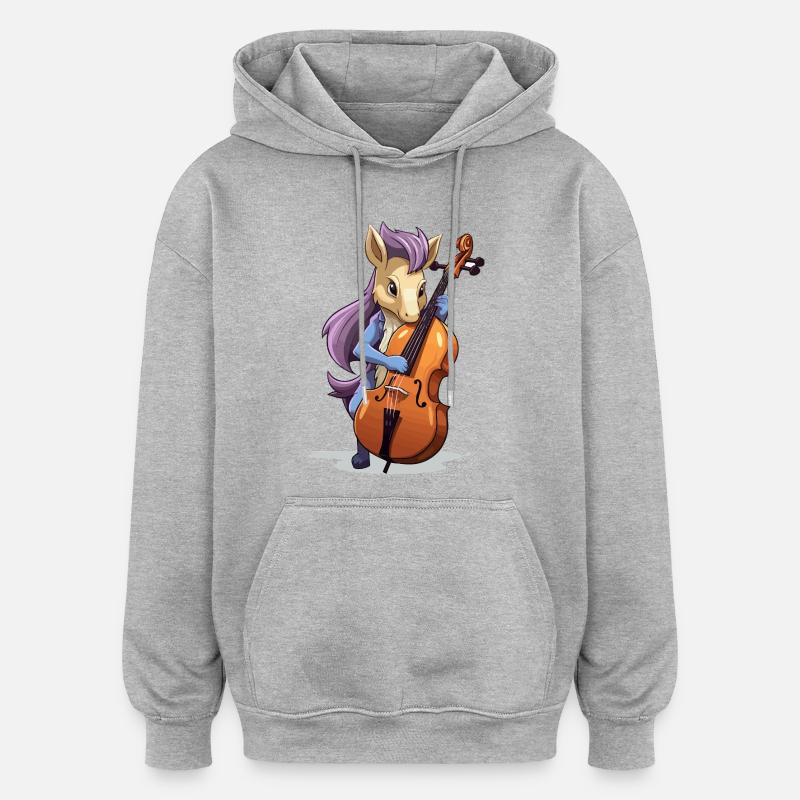 Violoncelle licorne - Sweat à capuche oversize unisexe - gris chiné