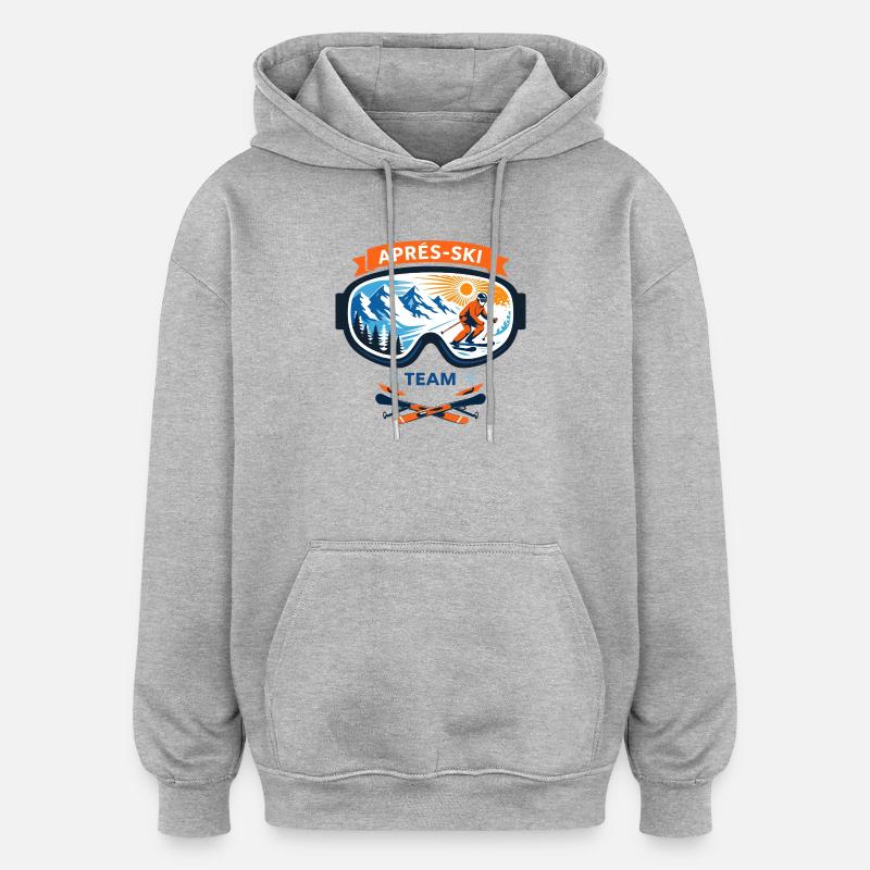 Après Ski Team Comic Design - Sweat à capuche oversize unisexe - gris chiné