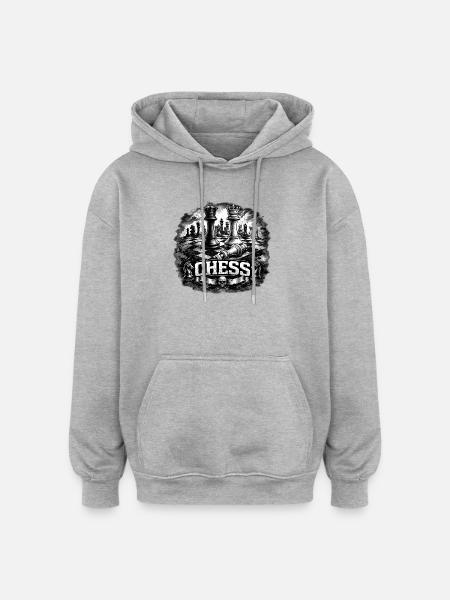 Chess Power – King & Queen in Battle - Oversized Unisex Hoodie - heather grey