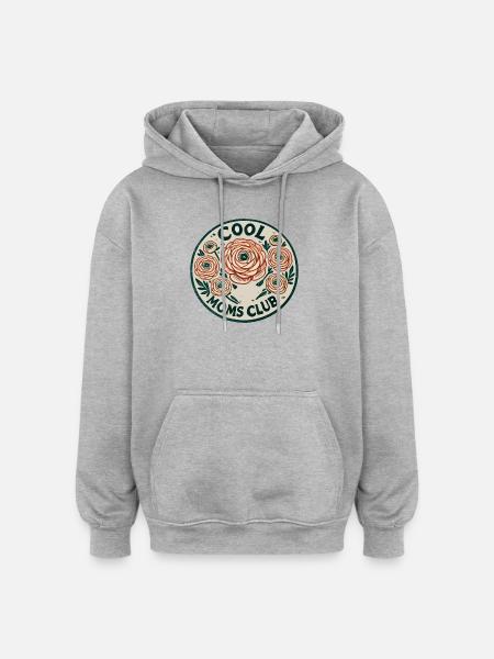 Cool Moms Club Blumenabzeichen - Oversized Unisex Hoodie - Grau meliert