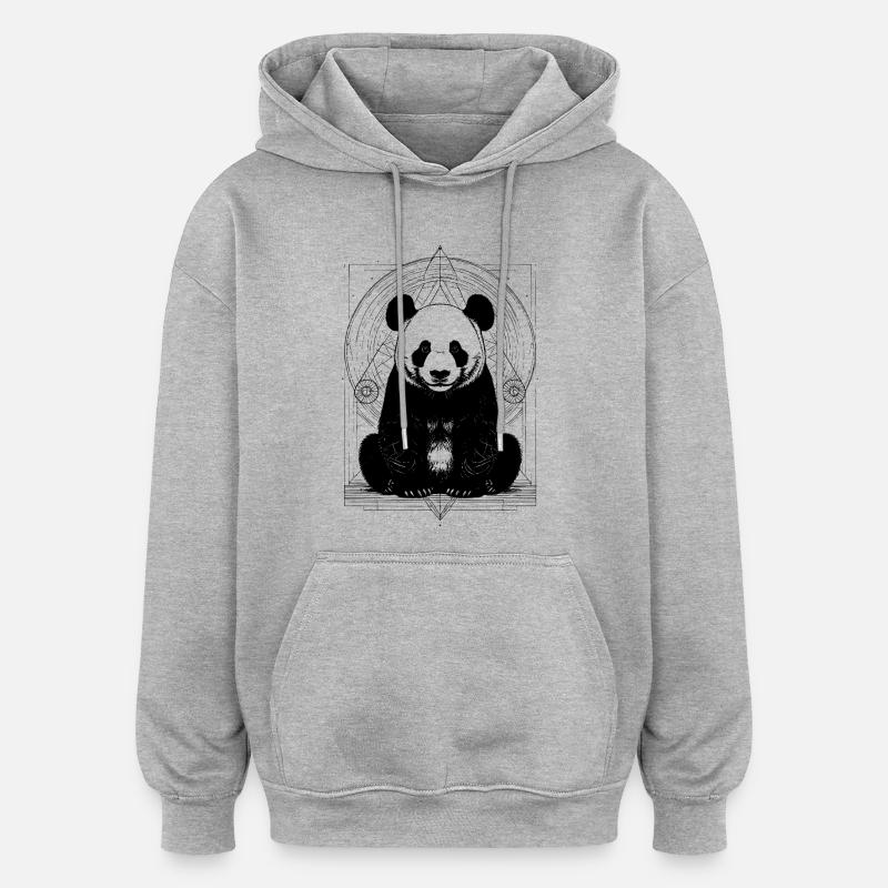 Panda Pattern - Oversized Unisex Hoodie - heather grey