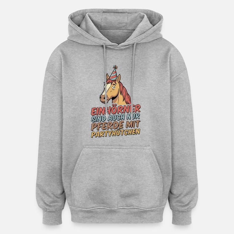 Cheval de fête avec chapeau - Sweat à capuche oversize unisexe - gris chiné