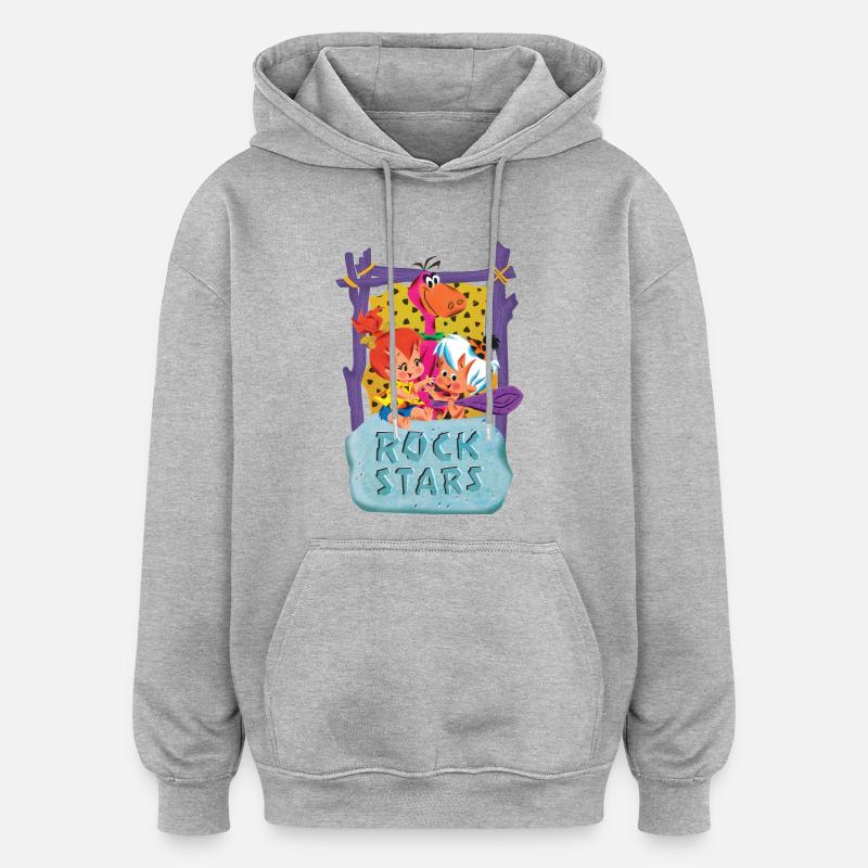 Pierrafeu Avec Pebbles, Bamm-Bamm & Dino - Sweat à capuche oversize unisexe - gris chiné